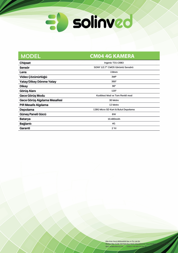 Solinved Güneş Enerjili PTZ 4G Kamera 4G CM-04
