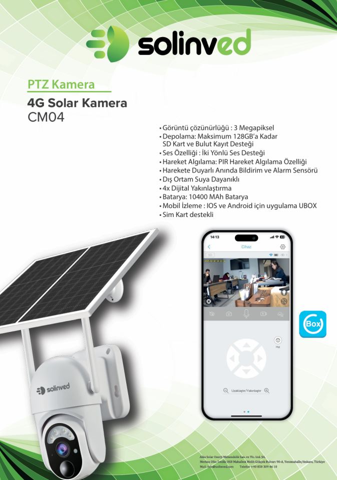 Solinved Güneş Enerjili PTZ 4G Kamera 4G CM-04