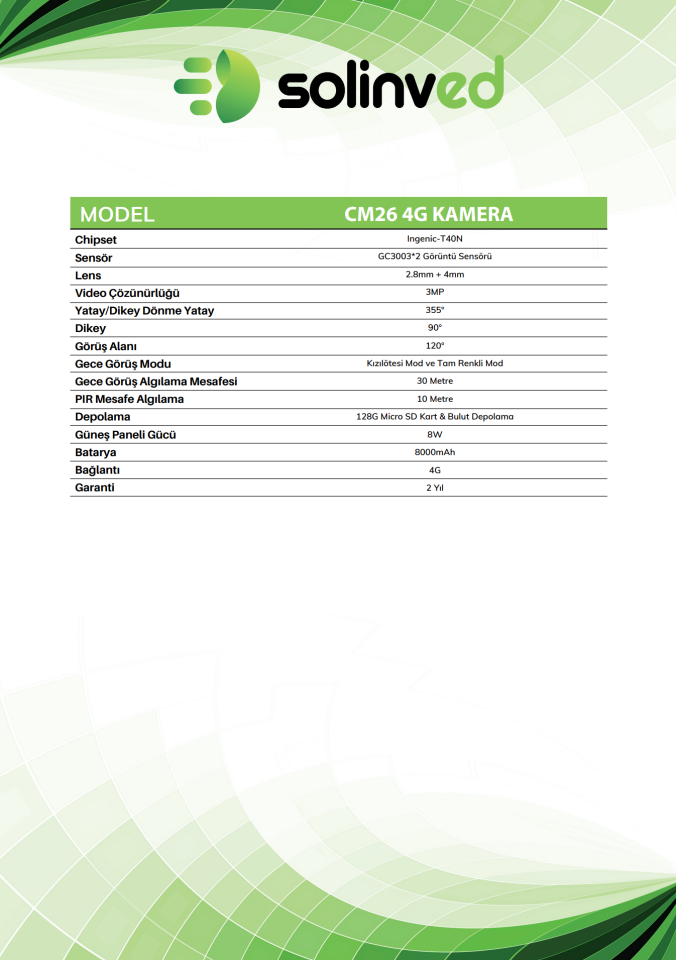 Solinved Güneş Enerjili PTZ 4G Kamera CM26