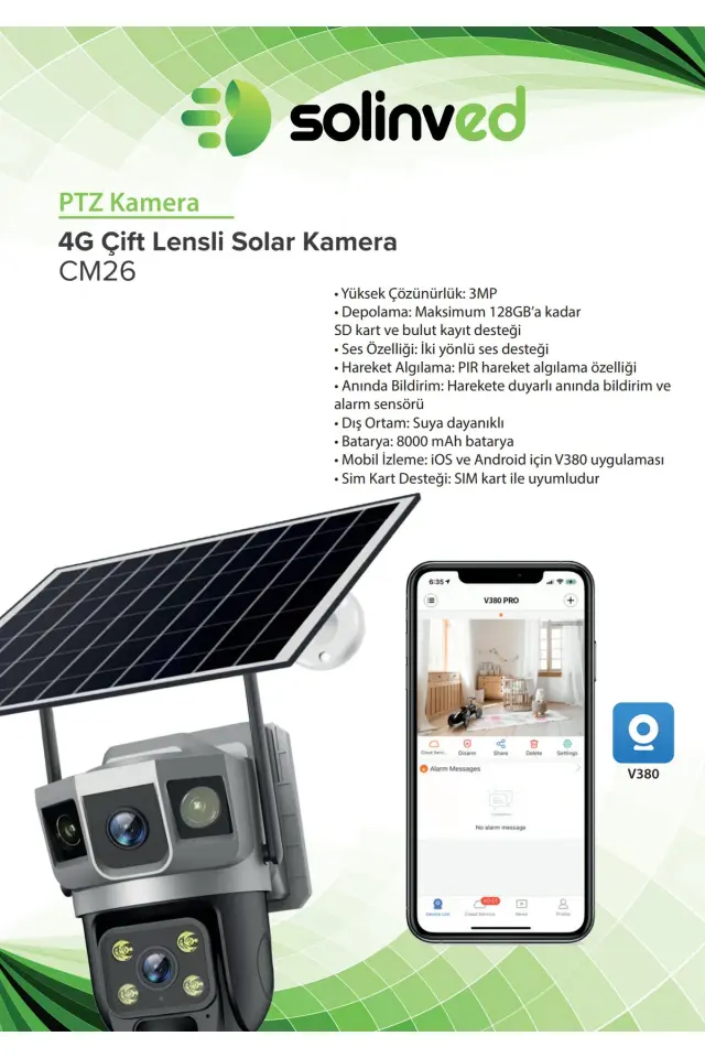 Solinved Güneş Enerjili PTZ 4G Kamera CM26