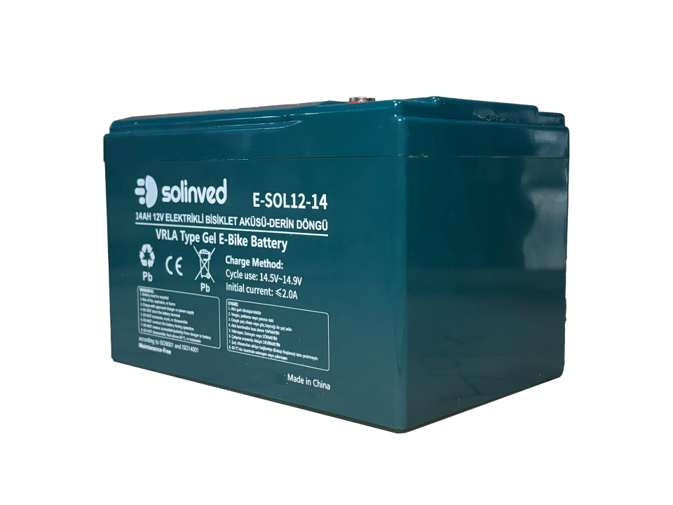 Solinved 12V 14AH VRLA Tipi Elektrikli Bisiklet Aküsü
