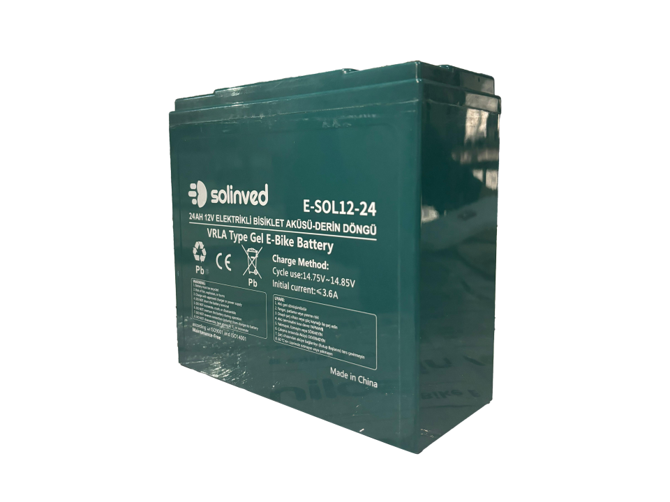 Solinved 12V 24AH VRLA Tipi Elektrikli Bisiklet Aküsü