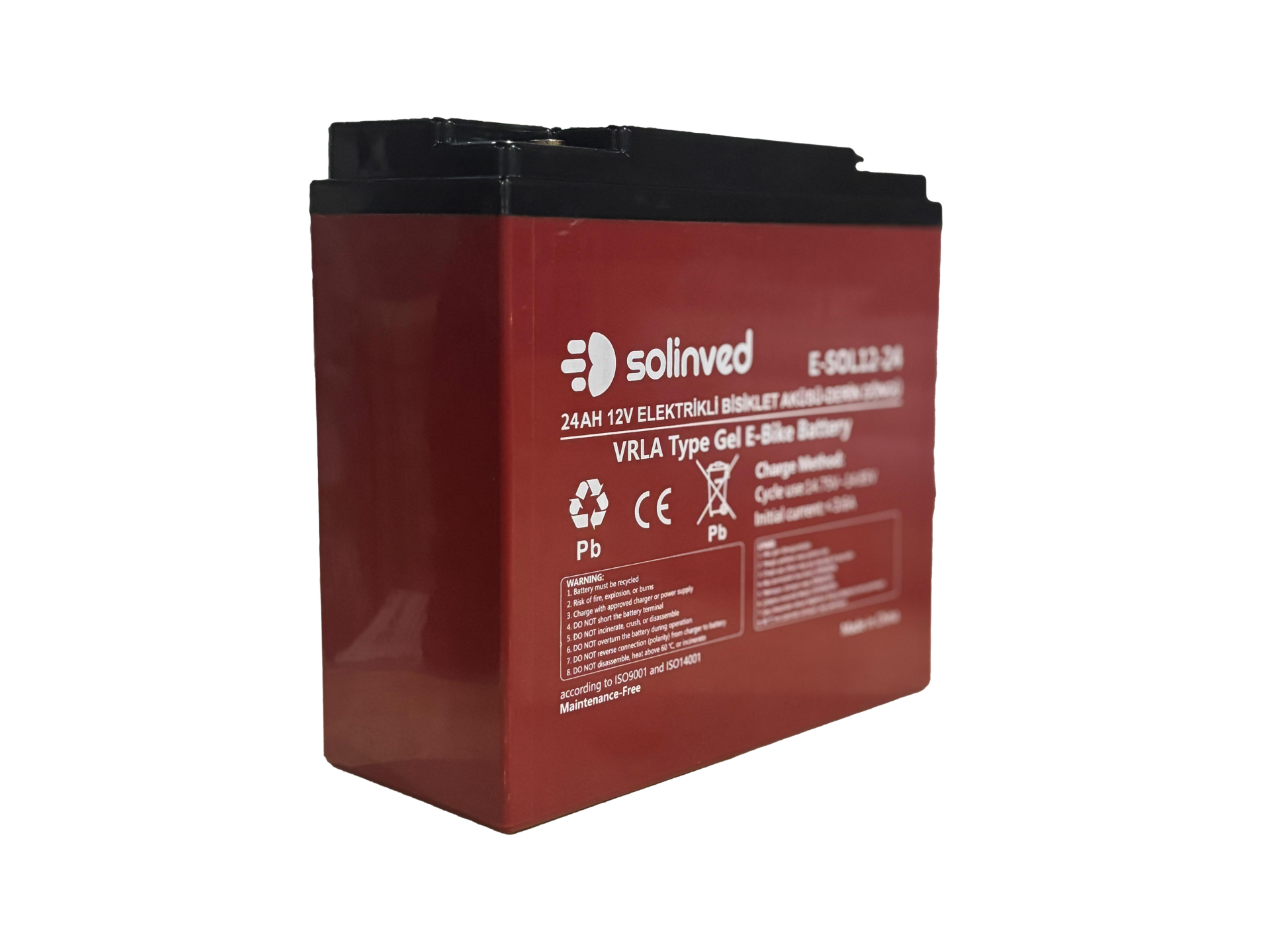 Solinved 12V 24AH VRLA Type Elektrikli Bisiklet Aküsü (Premium)