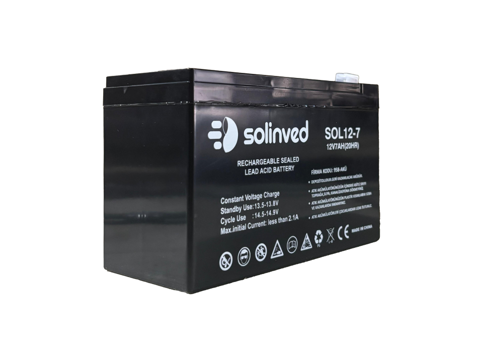 Solinved 12V 7AH Ups Ve Alarm Aküsü
