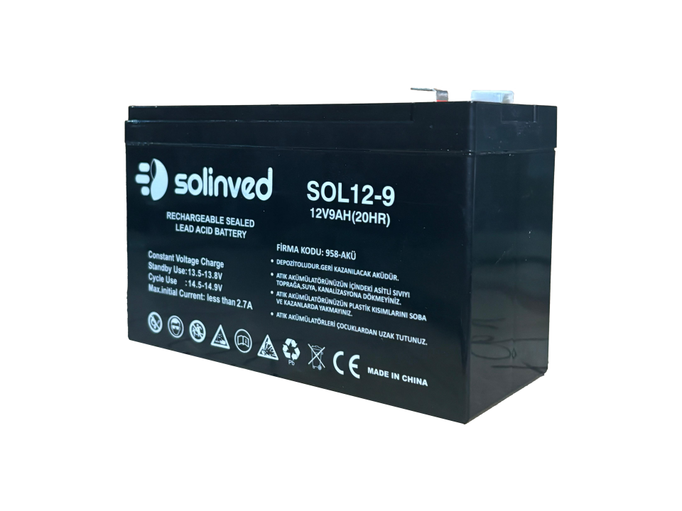 Solinved 12V 9AH Ups Ve Alarm Aküsü
