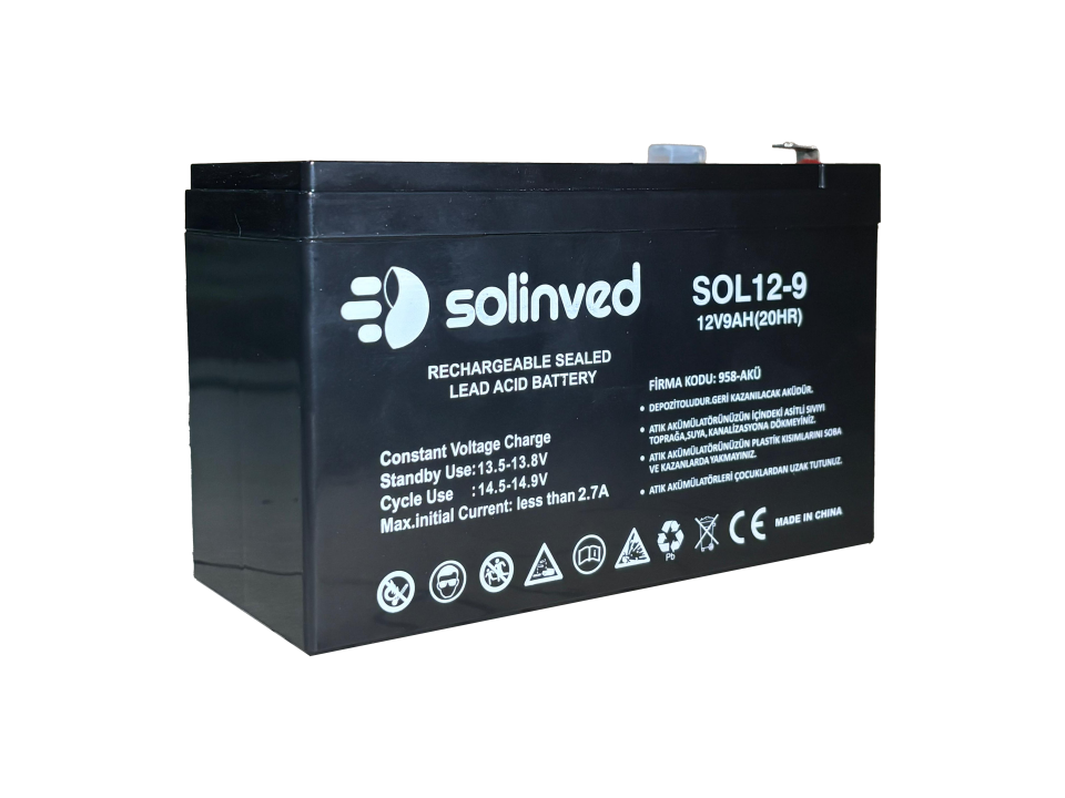 Solinved 12V 9AH Ups Ve Alarm Aküsü