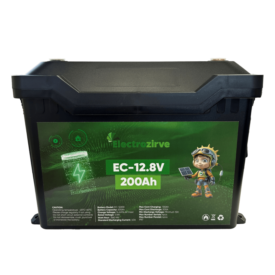 12.8V 200Ah Lityum (LiFePO4) Batarya