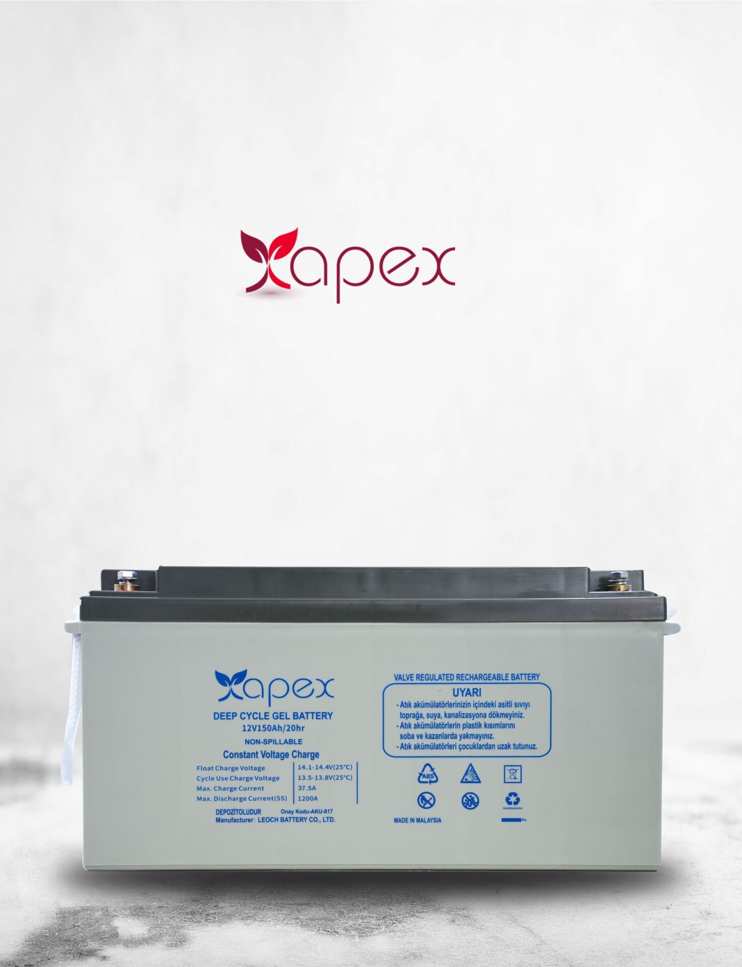 Apex 12 Volt 150 Amper Jel Akü