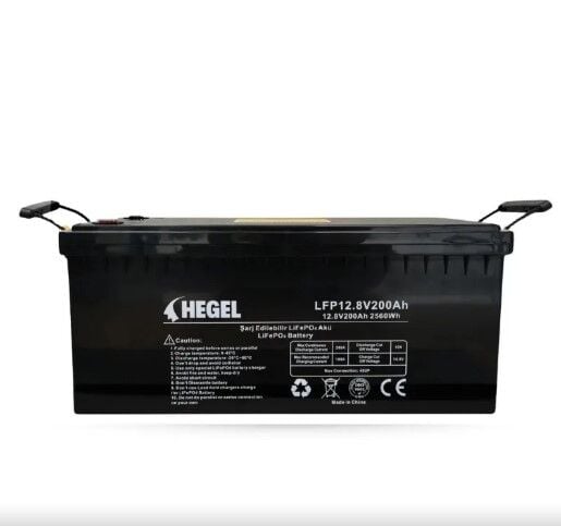 HEGEL 12.8V 200AH BLUETOOTH\'LU LİFEPO4 LİTYUM AKÜ (2560WH)