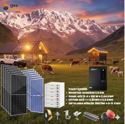 3.6kW Lityum LFP Güneş Enerji Sistemi (Buzdolabı + TV)