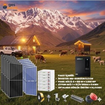 6.0kW Gordion Lityum LFP Güneş Enerji Sistemi (Klima + Buzdolabı + Tüm Ev)