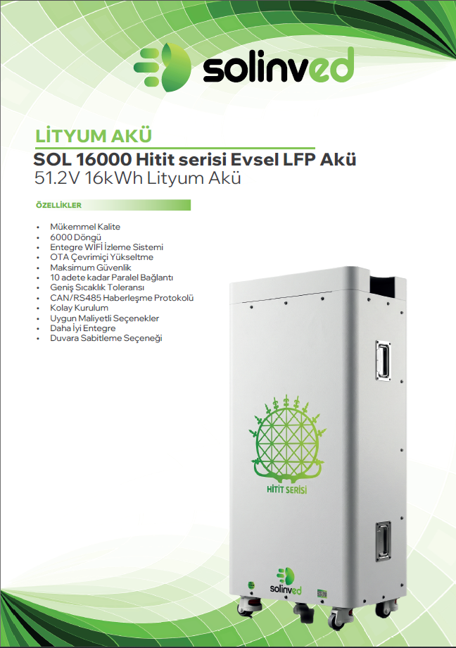 Solinved 51.2V 16kWh Hitit Serisi Lityum Akü