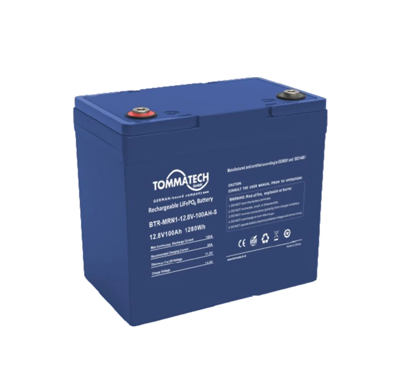 TommaTech Marine Serisi 12.8V 100Ah 1.28 kWh LiFePO4 Lityum Batarya – ABS+PC Kasa