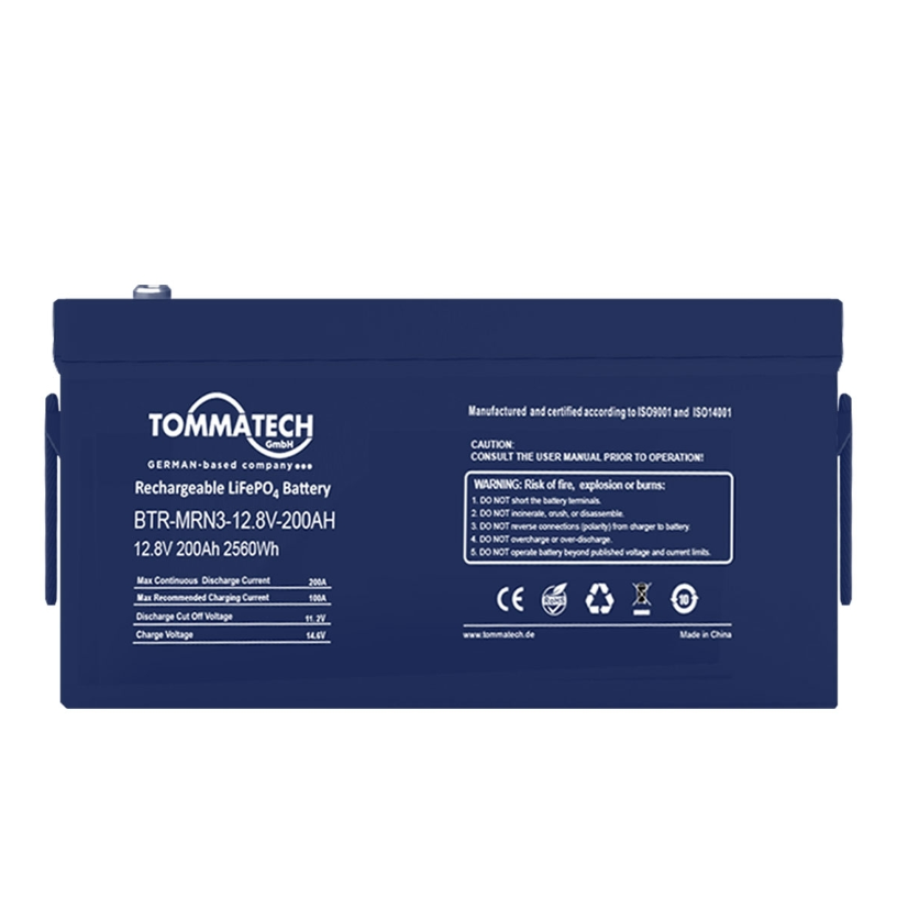 TommaTech Marine Serisi 25.6V 100Ah 2.56 kWh LiFePO4 Lityum Batarya – ABS+PC Kasa