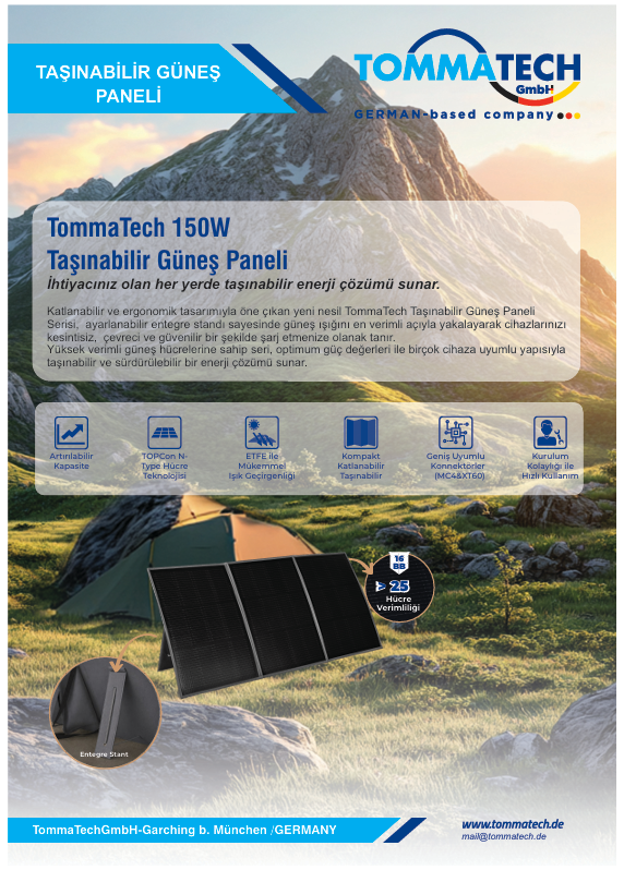 TommaTech 150Wp Katlanabilir Çanta Paneli
